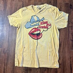 Women’s XL Country Deep Kiss My Cowboy Tee Distressed Western Rodeo Graphic